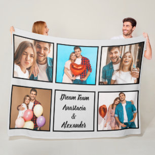 Happy couple modern personalized Valentine photo Fleece Blanket