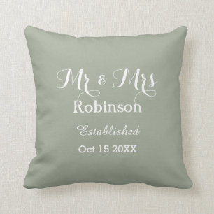 Happy Couple Mr + Mrs Personalized Wedding Throw Pillow