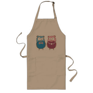 Happy couple owls long apron