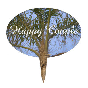 Happy Couple Palm Tree Blue Sky Cake Topper