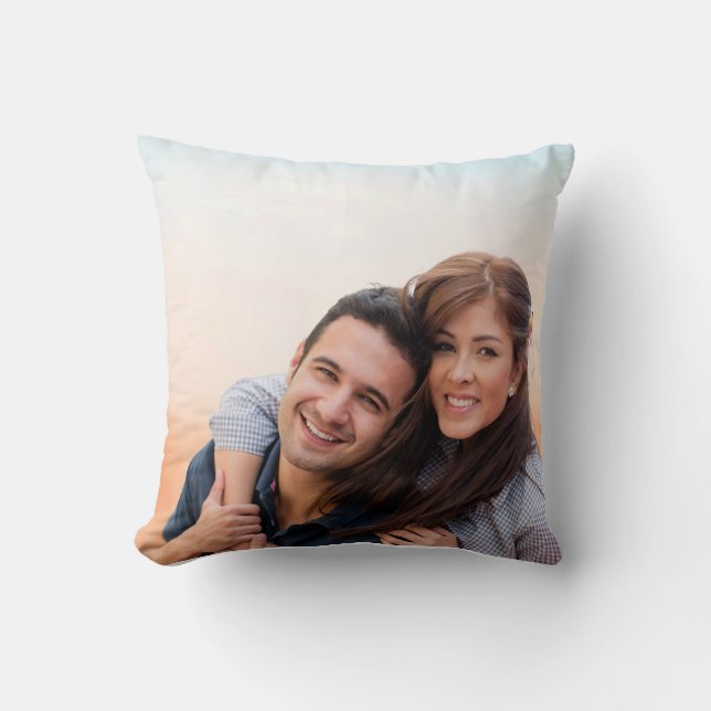 Happy Couple Photo Throw Pillow - Personalized  (Front)