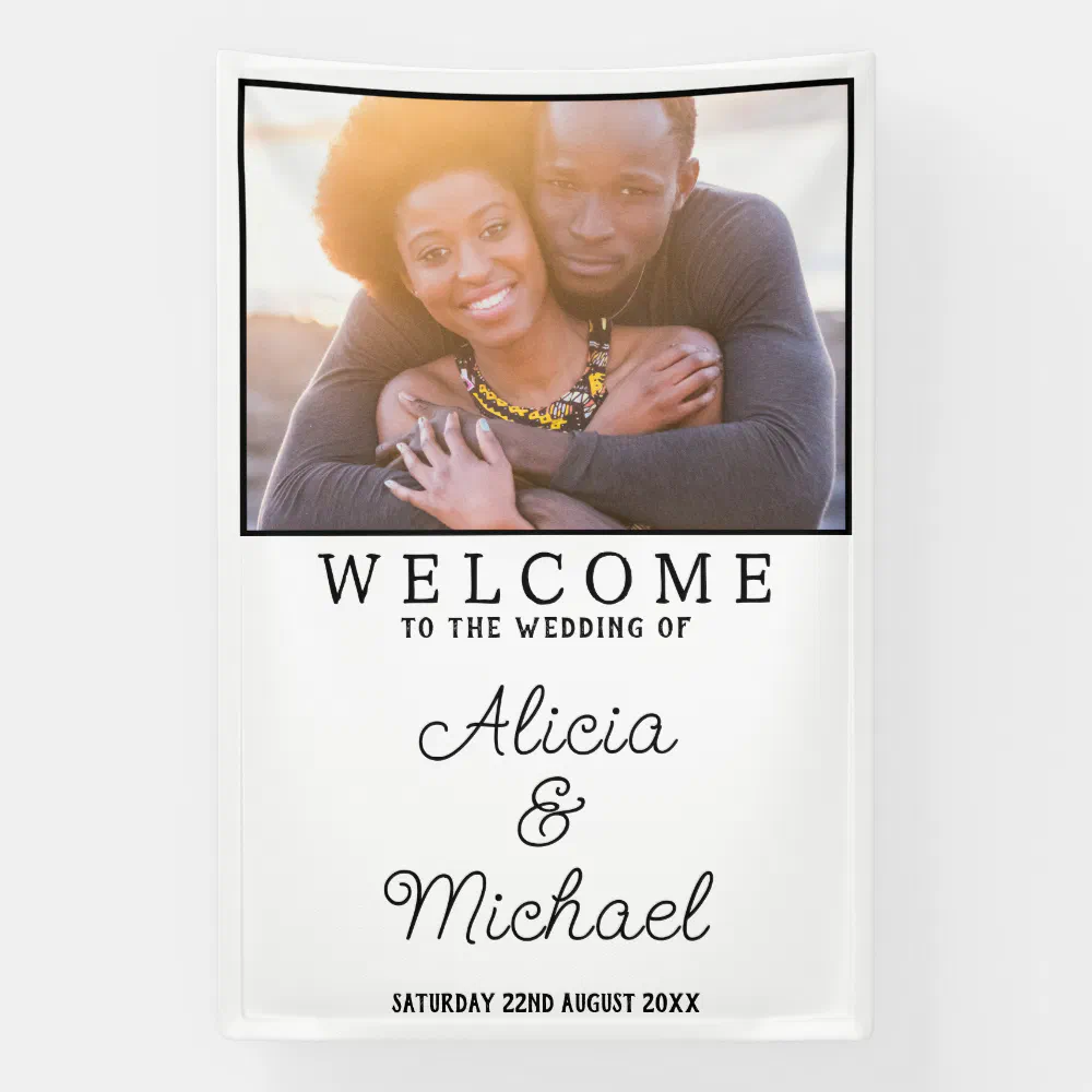 Happy Couple Photo Wedding Welcome Vertical Banner