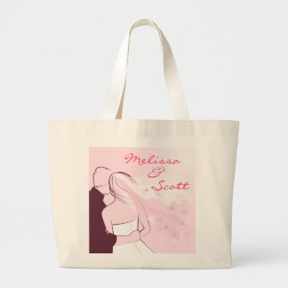 Happy Couple Pink Large Tote Bag