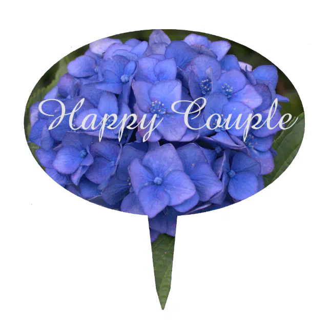 Happy Couple Pretty Blue Hydrangea Cake Topper | Zazzle