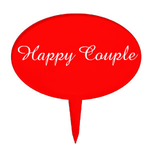 Happy Couple Red White Cake Picks