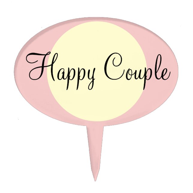 Happy Couple Rose Pastel Cream Cake Picks (Front)