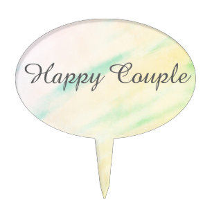 Happy Couple Tropical Watercolor Cake Picks
