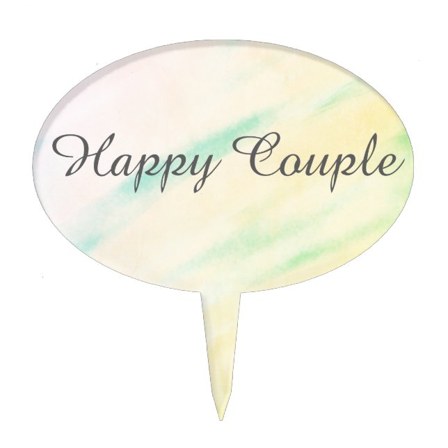 Happy Couple Tropical Watercolor Cake Picks (Front)