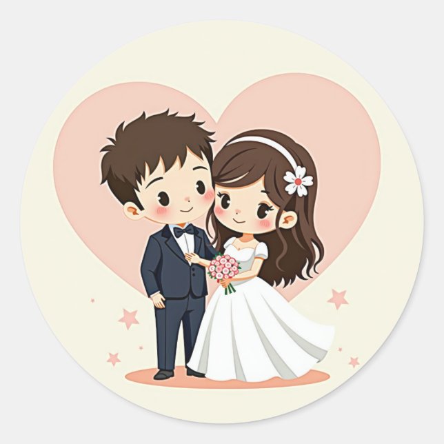 Happy Couple Wedding Sticker (Front)