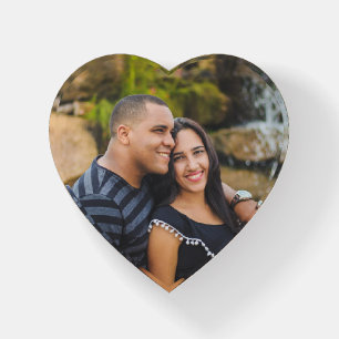 Happy Couple with Photo Heart Shape Paperweight