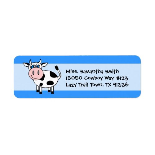 Happy Cow Blue Return Address Labels