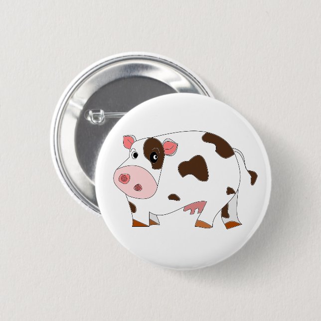 Happy Cow Buttom Pinback Button (Front & Back)
