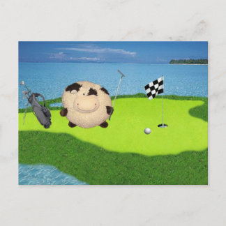 Happy Cow Golf Sport Postcard