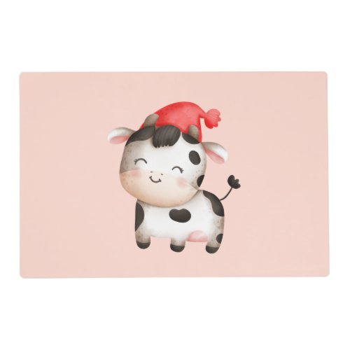 Happy Cow in a Cute Red Hat Placemat