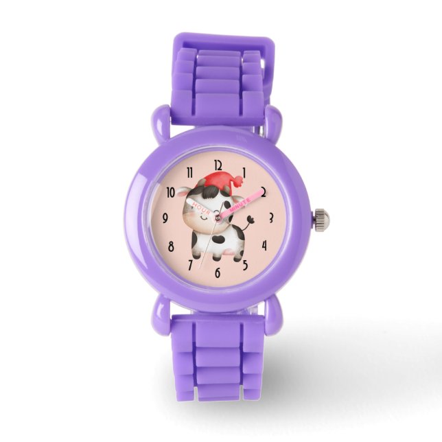 Happy Cow in a Cute Red Hat Watch (Front)