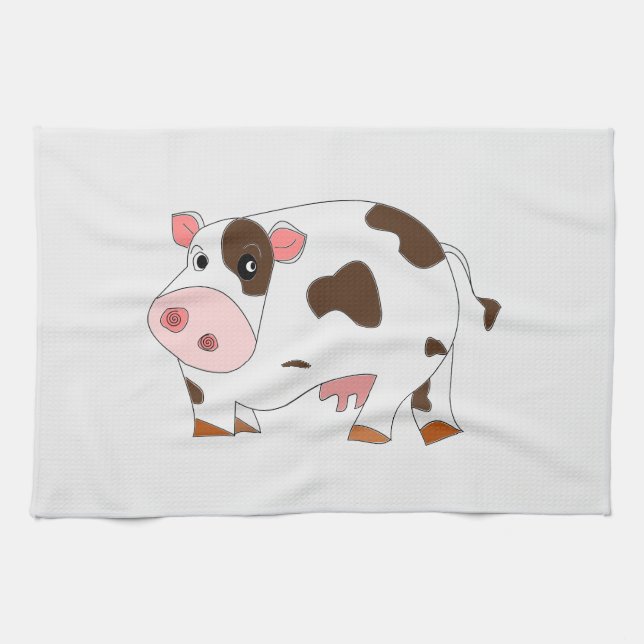 Happy Cow Kitchen Towel - Customizable (Horizontal)