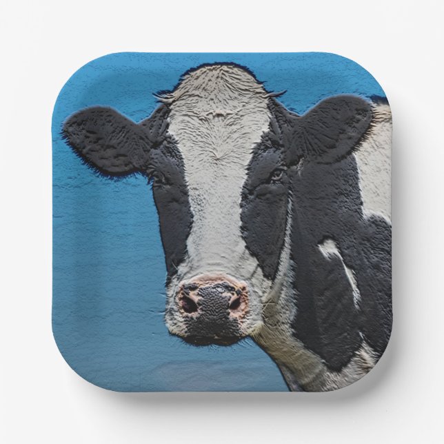 Happy Cow Portrait Paper Plates (Front)