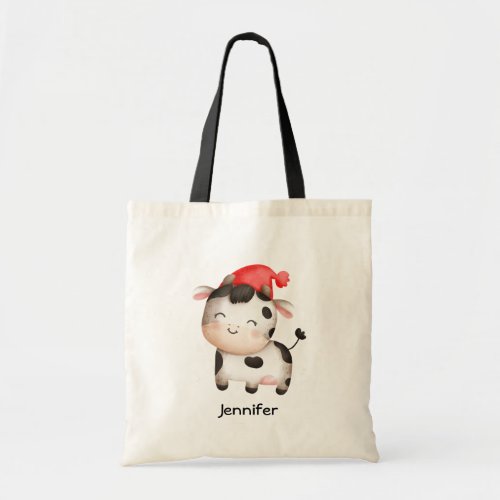 Happy Cow with a Red Hat Cute Tote Bag