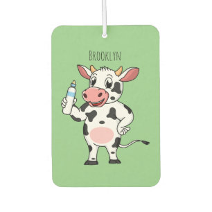 Happy cow with baby bottle cartoon air freshener