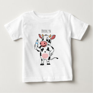 Happy cow with baby bottle cartoon baby T-Shirt