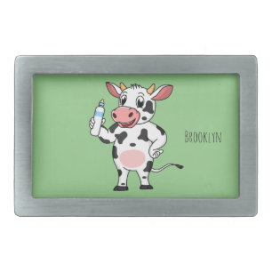 Happy cow with baby bottle cartoon belt buckle