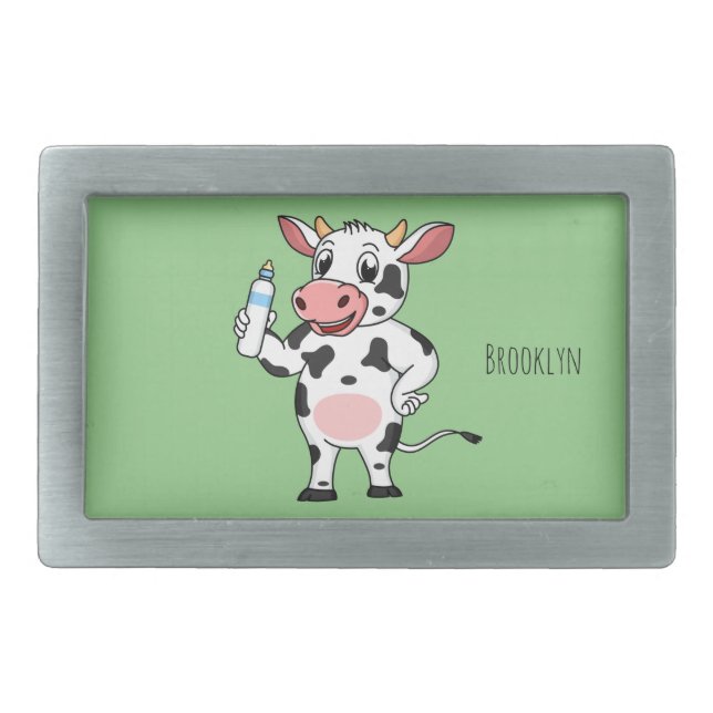 Happy cow with baby bottle cartoon belt buckle (Front)