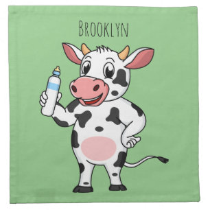 Happy cow with baby bottle cartoon cloth napkin