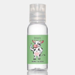 Happy cow with baby bottle cartoon hand sanitizer