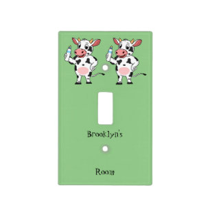 Happy cow with baby bottle cartoon light switch cover
