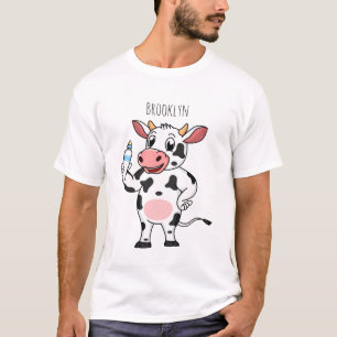 Happy cow with baby bottle cartoon T-Shirt