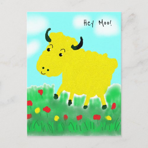 Happy Cow with Clouds Postcard