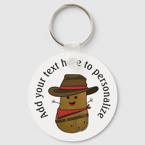 Happy Cowboy Potato Personalized Keychain
