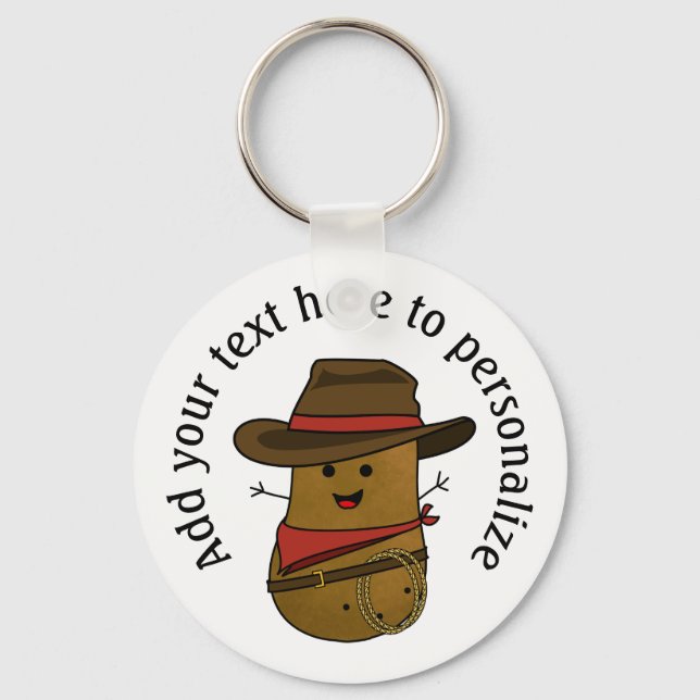 Happy Cowboy Potato Personalized Keychain (Front)