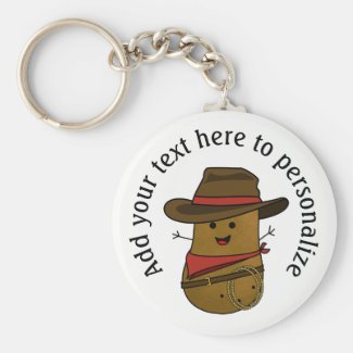 Happy Cowboy Potato Personalized Keychain