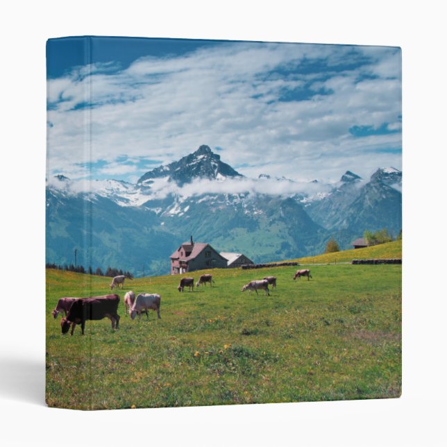 Happy Cows on the Farm in Switzerland 3 Ring Binder (Front/Spine)