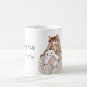 Happy Cozy Ghost Hug Blond Girl Coffee Mug