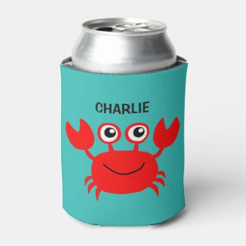 Happy Crab Custom Can Cooler by PizzaRiia at Zazzle