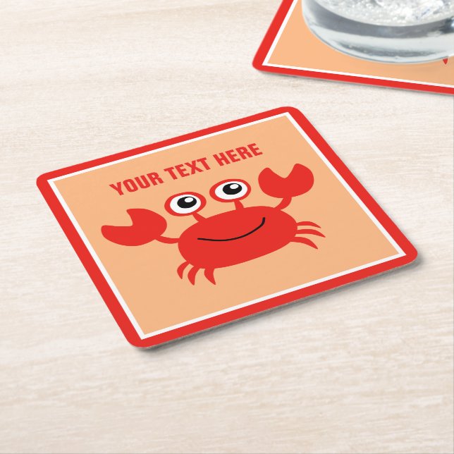 Happy Crab custom coasters (Angled)
