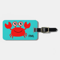 Happy Crab custom luggage tag