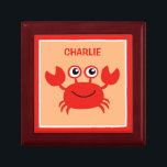 Happy Crab custom monogram jewelry / gift box<br><div class="desc">See my store for more sea creatures items.</div>