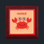 Happy Crab custom monogram jewelry / gift box<br><div class="desc">See my store for more sea creatures items.</div>