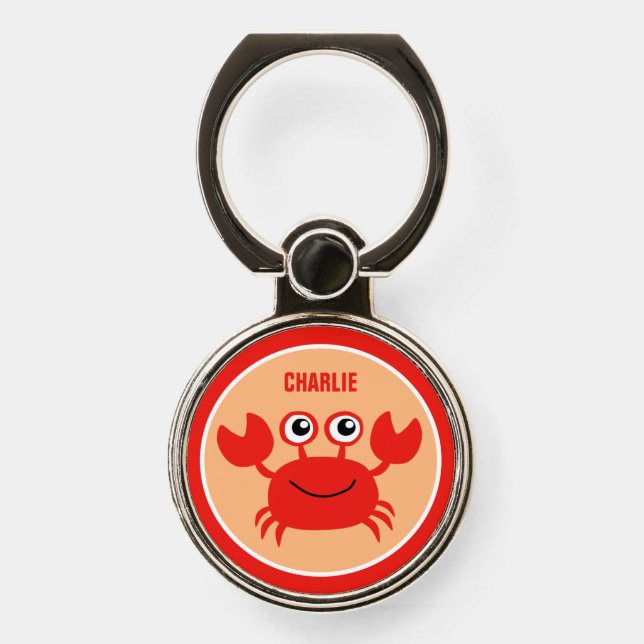 Happy Crab custom name phone grip (Front)