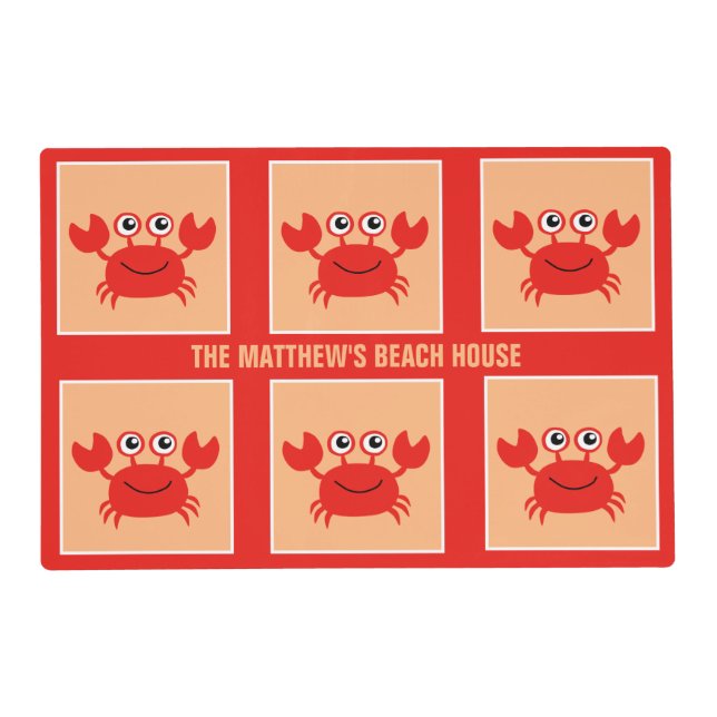 Happy Crab custom placemats (Front)