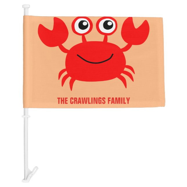Happy Crab custom text car flag (Front)