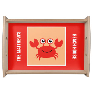 Happy Crab custom text serving trays