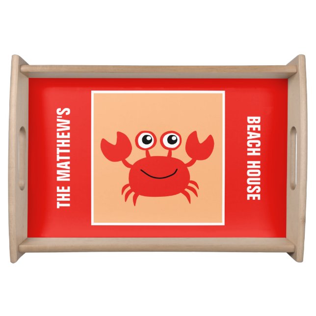 Happy Crab custom text serving trays (Front)