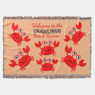 Happy Crab custom text throw blanket