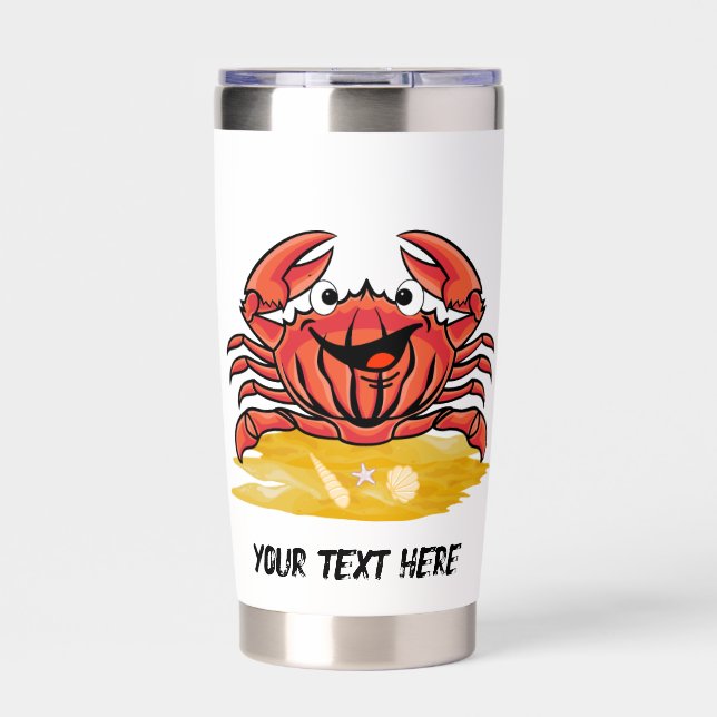 HAPPY CRAB,  (EDITABLE ) INSULATED TUMBLER (Front)