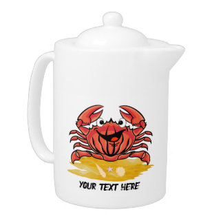 HAPPY CRAB,  (EDITABLE ) TEAPOT