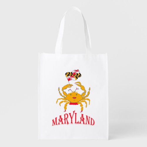 Happy crab in Maryland    Grocery Bag